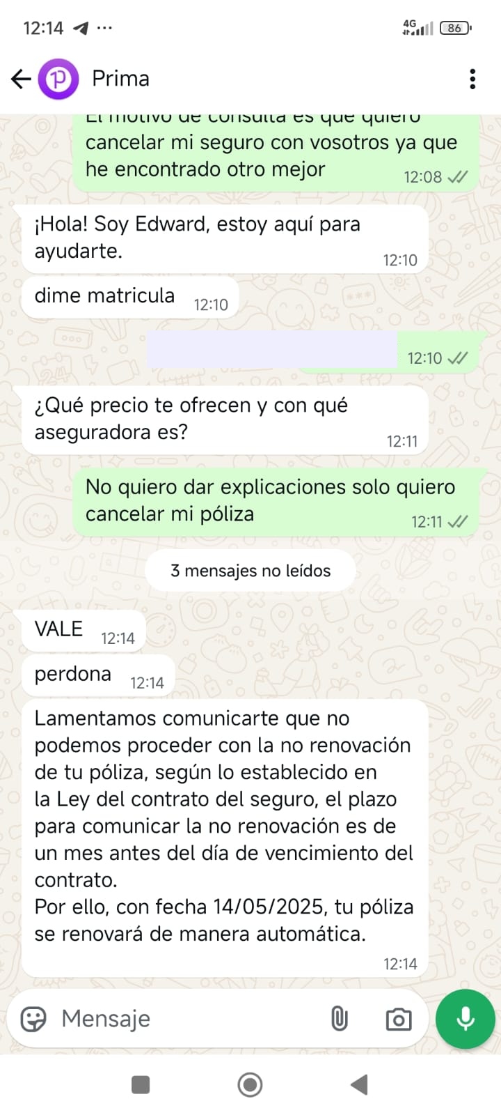 Captura de pantalla de comunicación deficiente